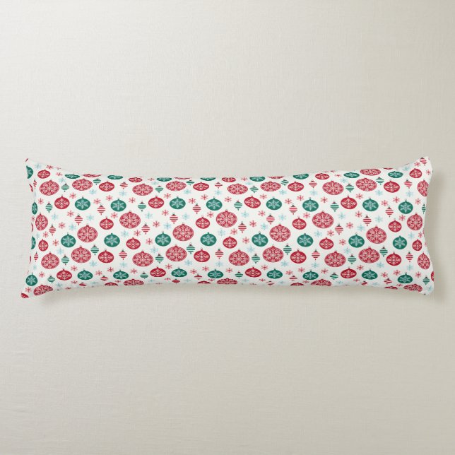 Christmas Red Green Bells Baubles Snowflake  Body Pillow (Front)