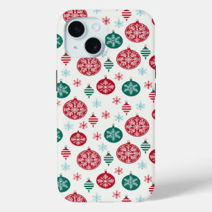 Christmas Red Green Bells Baubles Snowflake  iPhone 15 Case