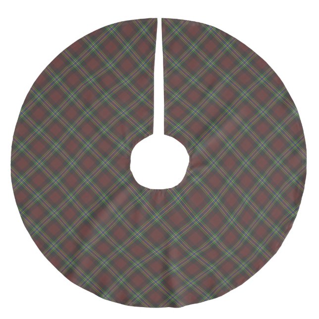 Christmas red green blue plaid pattern elegant brushed polyester tree skirt (Front)