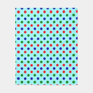 Christmas - Red, Green & Blue Polka Dots Pattern Fleece Blanket