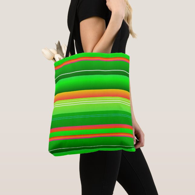 Christmas red green bright creative striped design tote bag (Close Up)