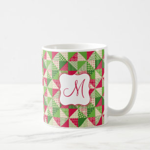 Christmas red-green coloured patchwork pattern. coffee mug