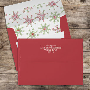 Christmas Red Green Colourful Cute Snowflakes  Envelope
