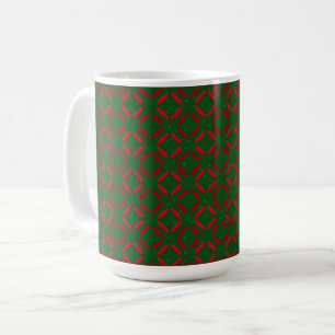 Christmas red green geometric pattern. coffee mug