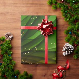 CHRISTMAS RED GREEN & GOLD ABSTRACT SWIRLS WRAPPING PAPER