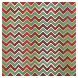 Christmas Red Green Gold  Chevron Fabric