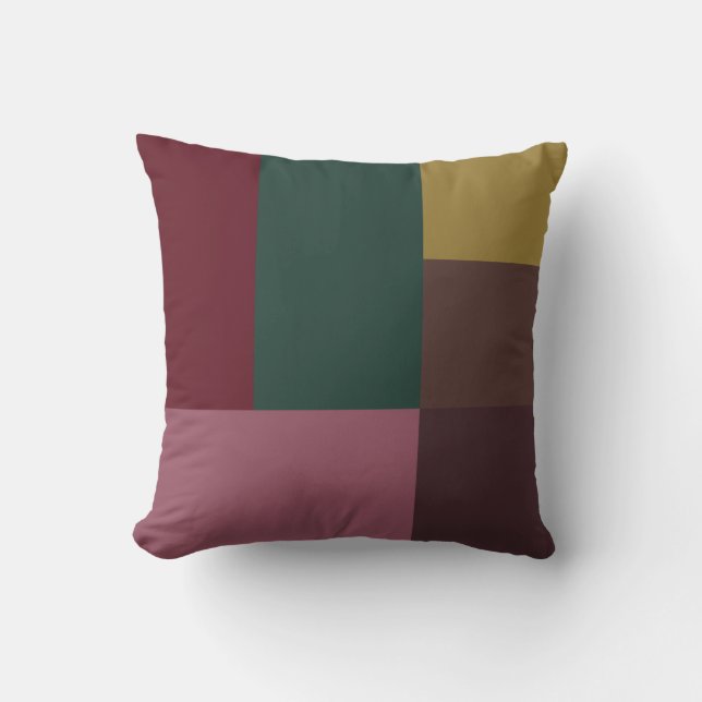 Christmas Red Green Gold Pink Brown Colour Block Throw Pillow (Front)
