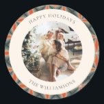 Christmas Red Green Mid Century Geometric Photo Classic Round Sticker<br><div class="desc">Christmas Red Green Mid Century Geometric Photo Holiday Classic Round Sticker</div>