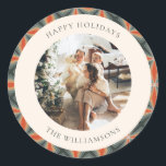 Christmas Red Green Mid Century Geometric Photo Classic Round Sticker<br><div class="desc">Christmas Red Green Mid Century Geometric Photo Holiday Classic Round Sticker</div>