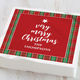 Christmas Red Green Plaid Cute Holiday Table  Napkin