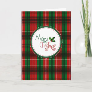Christmas Red Green Plaid Holiday Greeting Card