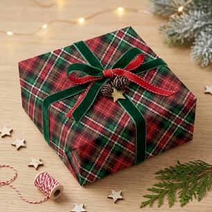Christmas Red & Green Plaid Modern Scottish Tartan Wrapping Paper