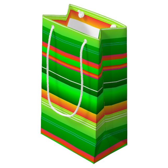 Christmas red green striped artistic  pattern small gift bag (Front Angled)