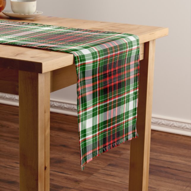 Christmas, Red Green Tartan Plaid Medium Table Runner (In Situ)