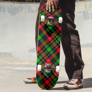 Christmas Red Green White Flannel Plaid Design Skateboard