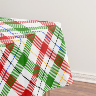 Christmas Red Green White Flannel Plaid Design Tablecloth