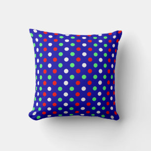 Christmas - Red, Green & White Polka Dots Pattern  Throw Pillow