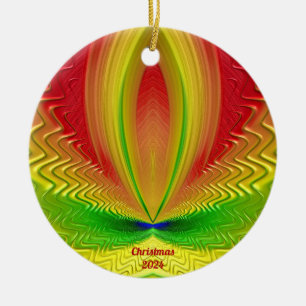 ~ CHRISTMAS Red Green Yellow 2024 Ceramic Ornament