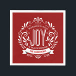 CHRISTMAS RED HOLIDAY JOY CHALKBOARD PERSONALIZED NAPKIN<br><div class="desc">WISHING YOU JOY: Bright and cheerful whimsical chalkboard style Christmas ornament with red and white retro vintage decorative typography, and fancy swirls. Personalize it with your name or custom text. Click Customize it to change the background colour. Can be used for festive home holiday entertaining with friends, neighbours, and family....</div>