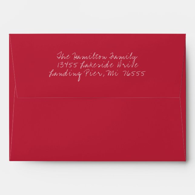 Christmas Red Holiday Personalize Envelope (Back (Top Flap))