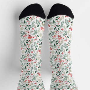 Christmas Red Holly Berries Socks