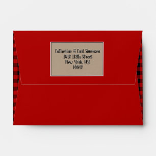Christmas Red Kraft Paper & Buffalo Plaid 4x6 Envelope