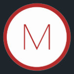 Christmas Red Minimalist Holiday Monogram Letter Classic Round Sticker<br><div class="desc">Enjoy the look of a minimal design on your holiday stationary with these red monogram stickers. Stick them on your Christmas cards,  invitations,  and even create a nice a addition to your gift wrap!</div>