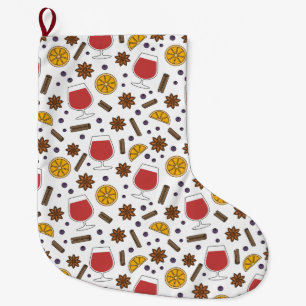 Christmas red mulled spicy wine drawing large christmas stocking