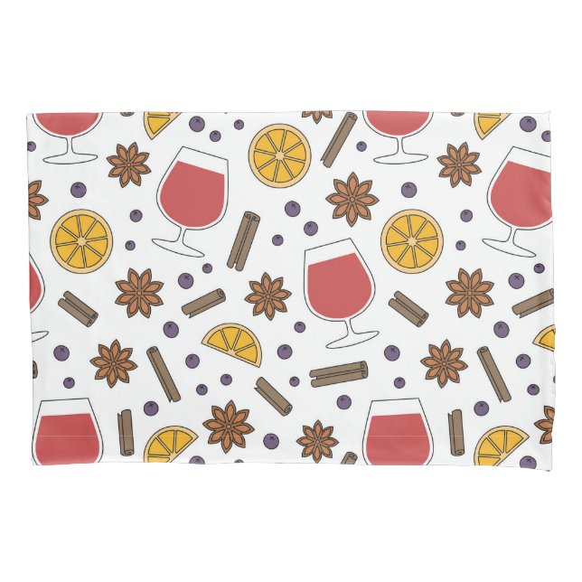Christmas red mulled spicy wine drawing pillowcase (Front)