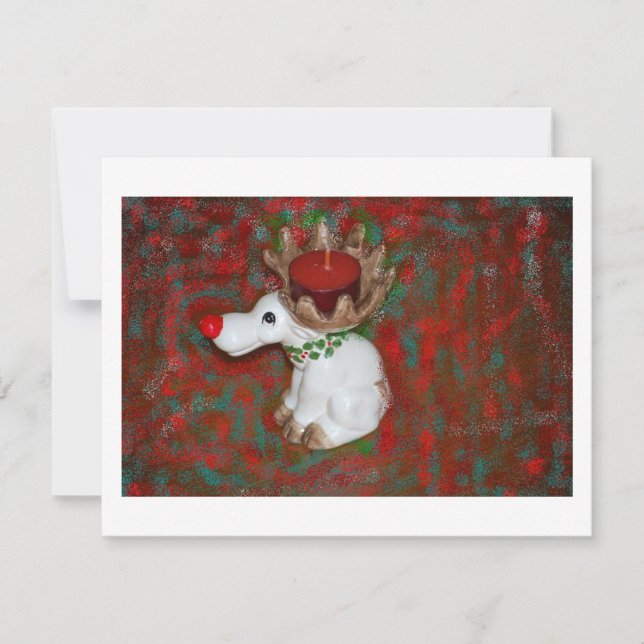 Christmas Red Nose Reindeer Moose Holiday Card (Front)