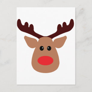 Christmas Red Nosed Reindeer Holiday Postcard
