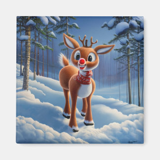 Christmas Red-Nosed Reindeer Magnet