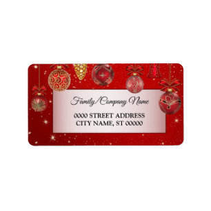 Christmas Red Ornaments Holidays Return Address Label