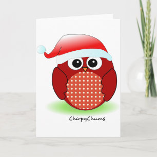 Christmas Red Owl Holiday Card
