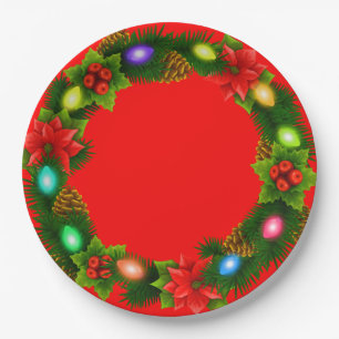 Christmas Red Paper Party Plates 9"