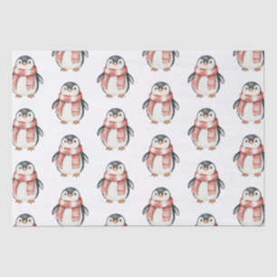 Christmas Red Peppermint Penguins Tissue Paper