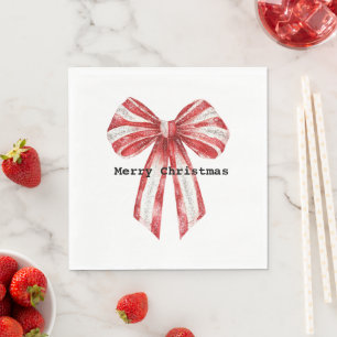 Christmas Red Peppermint White Bows  Napkin