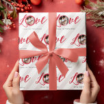 Christmas Red Photo Typography Wrapping Paper<br><div class="desc">This design features a Christmas cute calligraphy script love wrapping paper with a red stylish typography font text, a photo picture design template, minimalist pattern adorable design, classic classy whimsical whimsy fun, Christmas holiday wrapping supplies, a custom customized personalized gift wrap, simplistic elegant classic classy cute, cute creative typography style...</div>