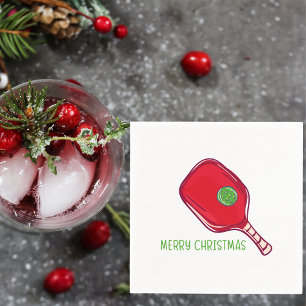 Christmas Red Pickleball Paddle Design Festive Napkin