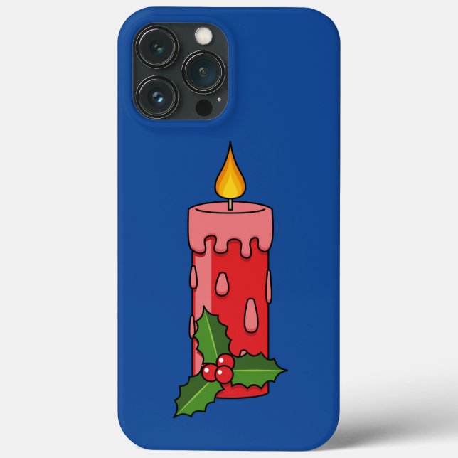 Christmas Red Pillar Candle with Holly Case-Mate iPhone Case (Back)