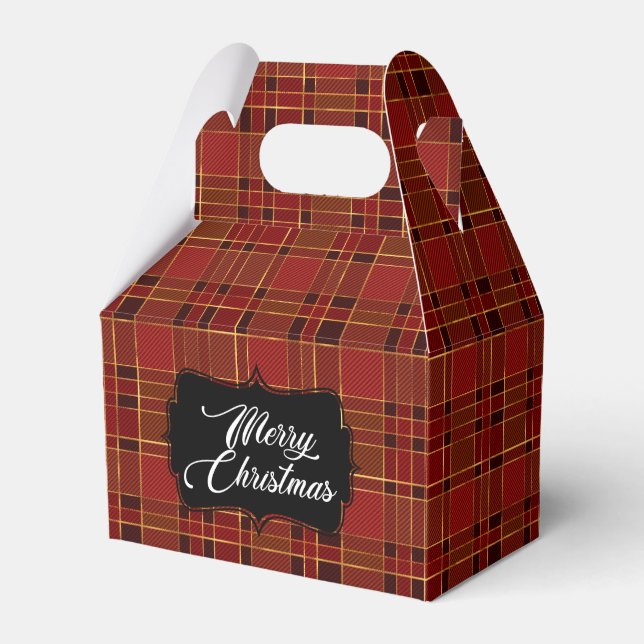 Christmas Red Plaid Favour Box (Front Side)