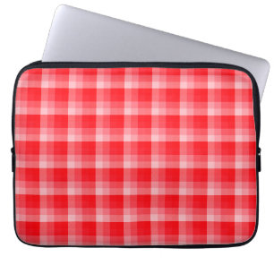 Christmas Red Plaid Holiday Diagonal Stripes Laptop Sleeve