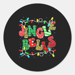 Christmas Red Plaid Jingle Bells Christmas Family Classic Round Sticker