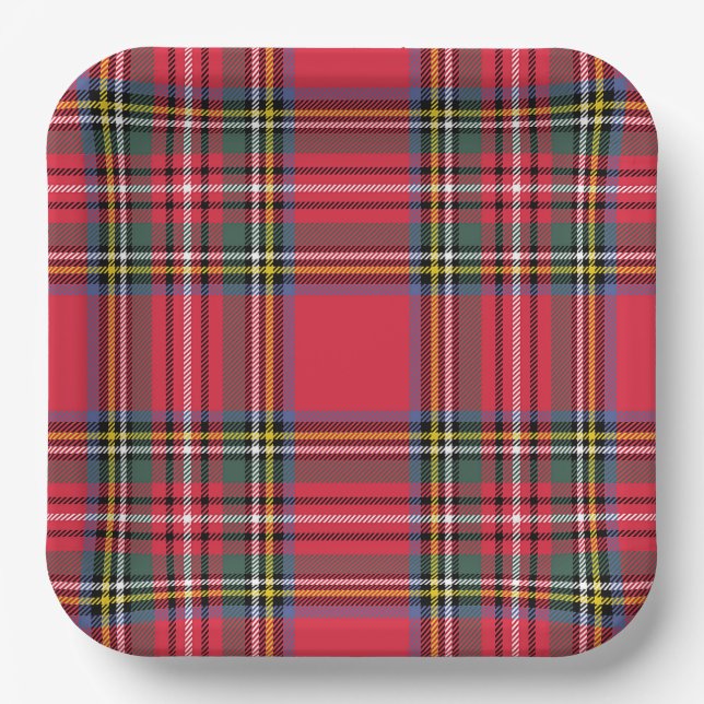 Christmas Red Plaid Paper Plates (Front)