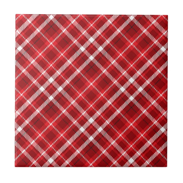 Christmas Red Plaid Pattern Design-62667 Tile (Front)