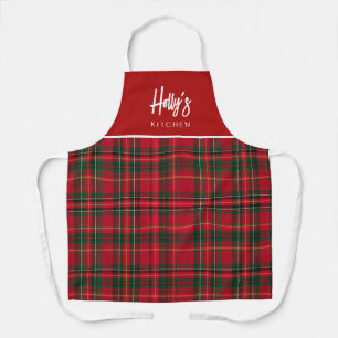 Christmas Red  Plaid Personalized Christmas Apron