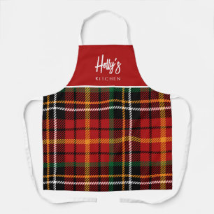 Christmas Red  Plaid Personalized Christmas Apron