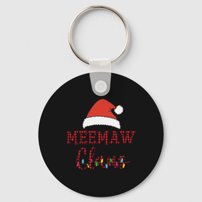 Christmas Red Plaid Ugly Xmas Holiday Party Meemaw Keychain (Front)