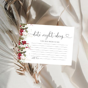Christmas Red Poinsettia Date Night Ideas Card
