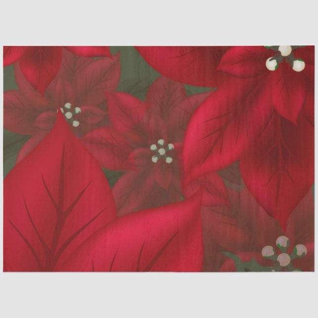Christmas Red Poinsettia Decoupage Tissue Paper (Front)
